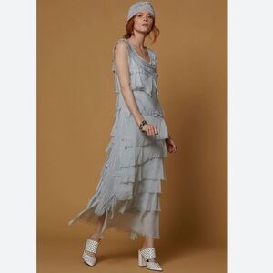 LAMB Made in Italy 100% Silk Dress Size XX/Small Light Gray